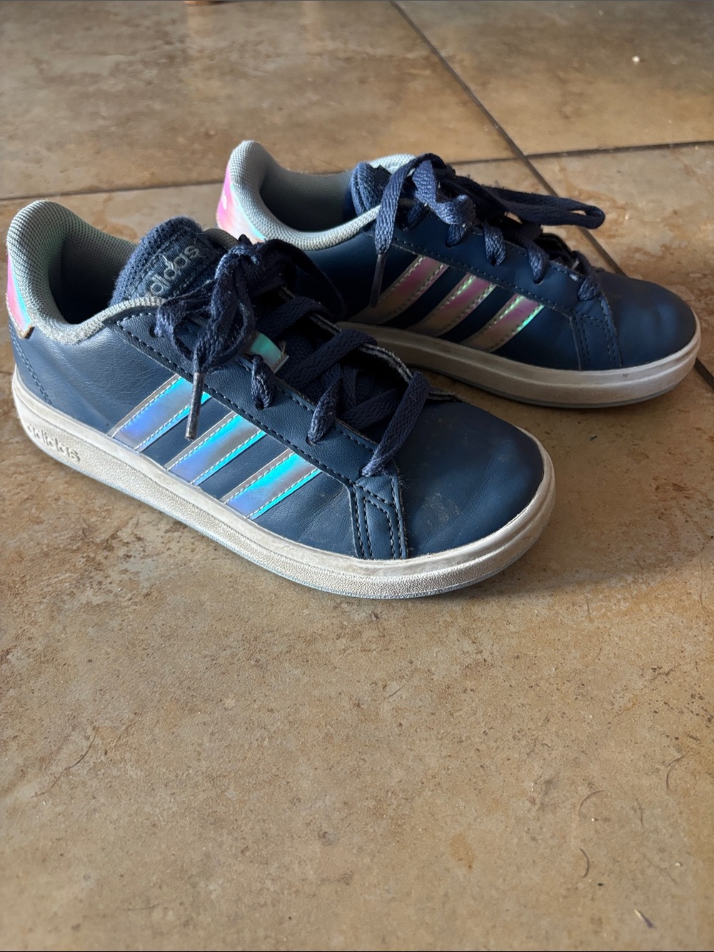 adidas Kids Navy Sneakers with Iridescent Heel - Picture 4 of 11
